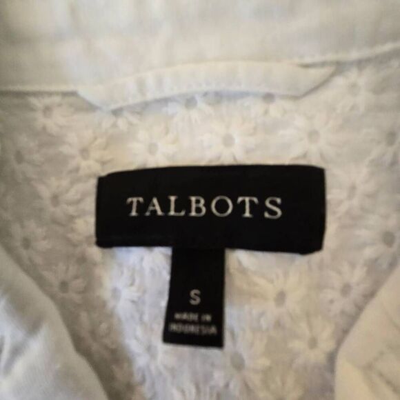 Talbots Womens Soft Linen Blend Button Front Casual Safari Jacket White Small - Picture 2 of 11